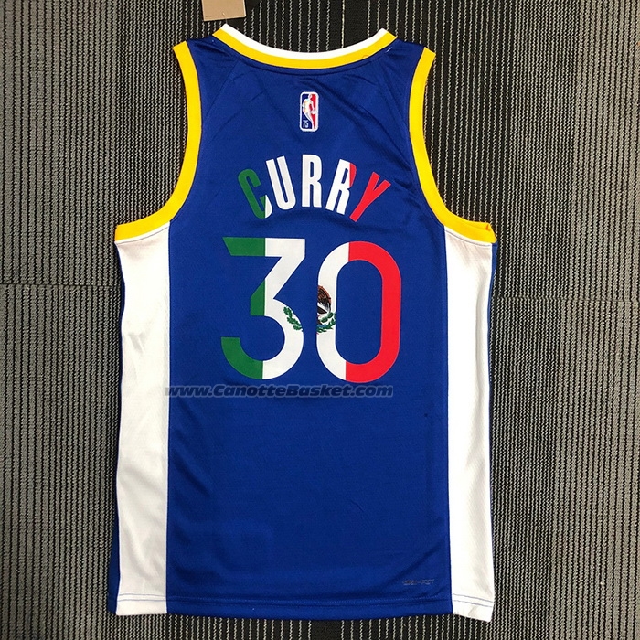 Maglia Golden State Warriors Stephen Curry #30 Icon Royal Special Mexico Edition Blu